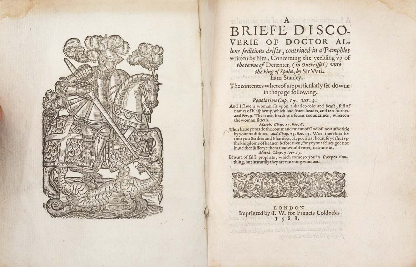 A Briefe Discouerie of Doctor Allens Seditious Drifts (Online exclusive)